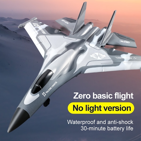 G1 RC Flygplan 2,4 GHz Foam Fast Wing med Belysning Radio Fjärrkontroll Plan Utomhus Fighter Glider Model Kit Leksaker för barn Grey With 1 Battery