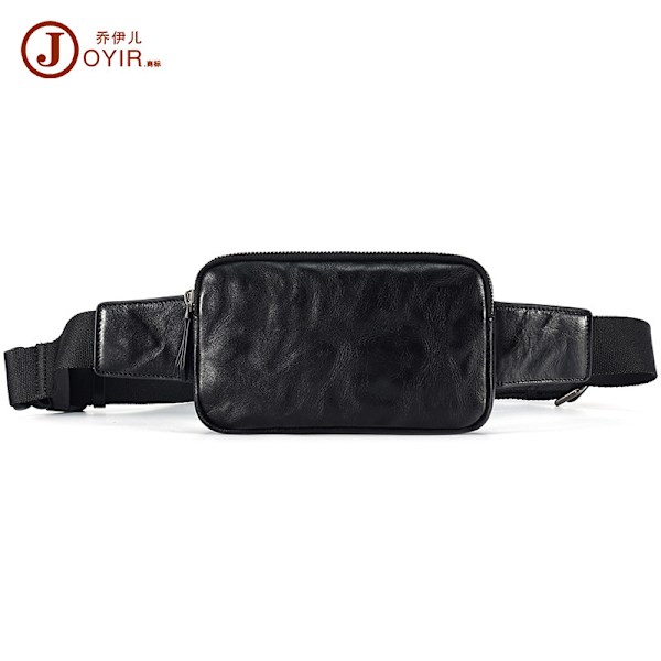 Lutande bröstväska herr skelett-skinn Clutchmönster Casual axelväska äkta läder Retro herr bröstväska herrväska 6695 Black one size