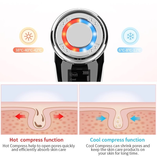 Foton Hudföryngring Instrument Skönhetsinstrument Ems Mikroström Kall Och Varm Introduktion Instrument Ansiktsrengöring Ansiktsmassage Instrument Pink Color Box