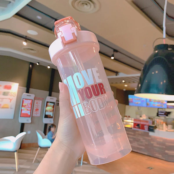 Sport Shaker flaska 800 ml stor kapacitet med halm shaker flaska proteinpulver milkshake kopp utomhus portabel plastflaska Style B
