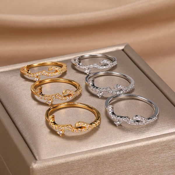 Islamiska smycken Kristall Arabiska Språk Kärleksringar Zirconia Bokstäver Stapelbara Ringar För Kvinnor Bröllopspresenter Bijoux Femme White 8