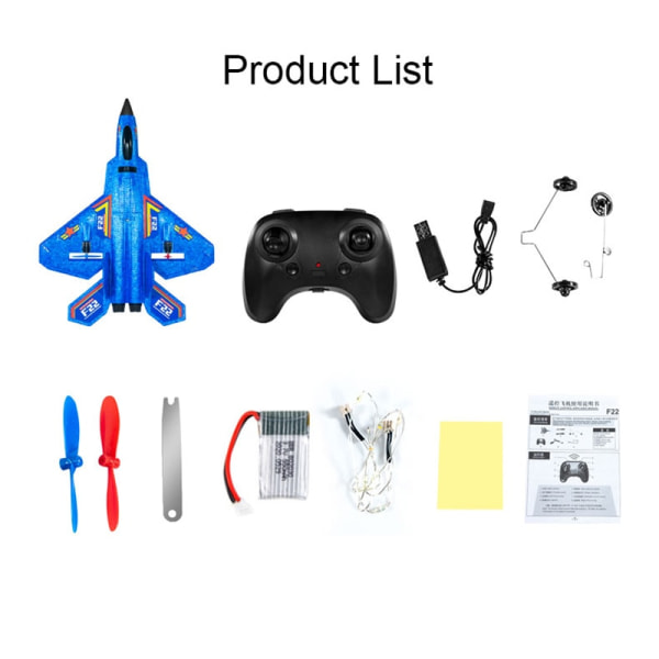 F22 Rc Flygplan Fjärrkontroll Flygplan Segelflygplan Radiokontroll Helikopter EPP Foam fjärrstyrda Flygplansleksaker för pojkar Barn With A Batttery BU
