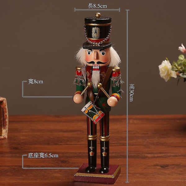 30cm Nötknäppare Puppet Tenn Soldat Wood Nötknäppare Retro juldekorationer B
