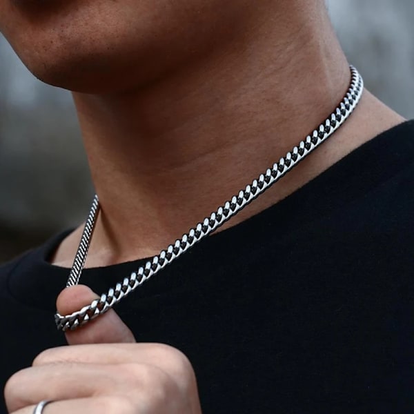 4MM 5MM 7MM 8MM Cuban Link Chain Choker Halsband 8MM Platinum Plated