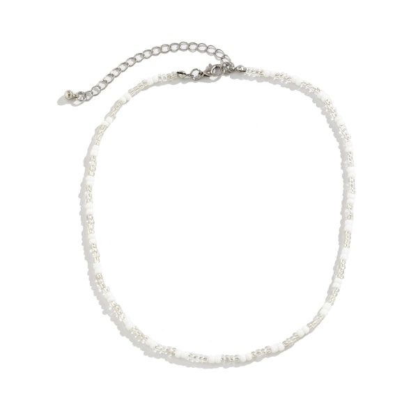 Prydnad Enkel personlighet Färgglada risformade pärlor Strängade pärlor Halsband Dam Jul All-Match Sweet Cool Single-Layer Halsband Six White K 5385