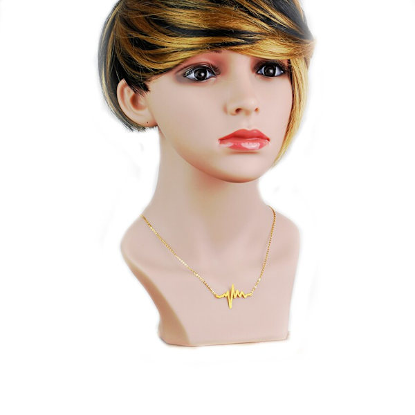 Lifeline Pulse Heartbeat Hänge Halsband Kvinnor Män Minimalistiska Smycken Rostfritt stål Kedja Sea Wave Collares Boho Silver Plated