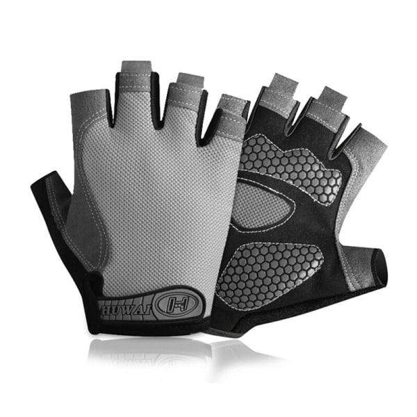 Gym Handskar Herr Half Finger Cykelhandskar Dam Mi Silicone Grey L