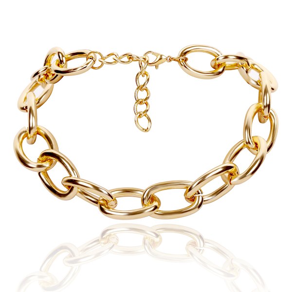 Prydnad Enkel personlighet Metallkedja Halsband Kvinnors Överdrivna Frostad Punk Kort Halsband Thick White K 2328