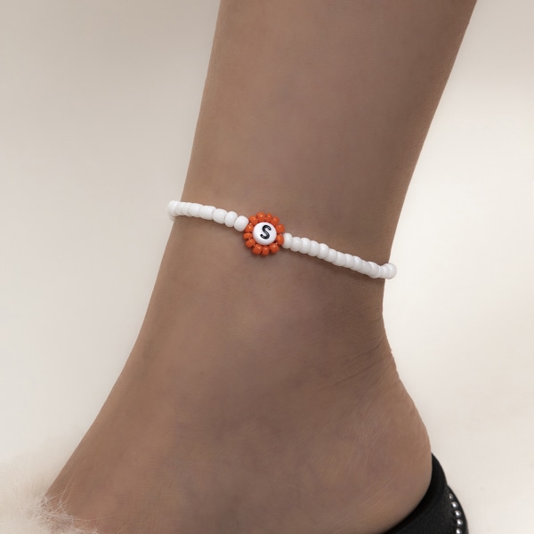 Pastoralfärgad pärlbokstäver Halsband Armband Enkel akrylbokstäver pärlhalsband Bracelet Red 0837