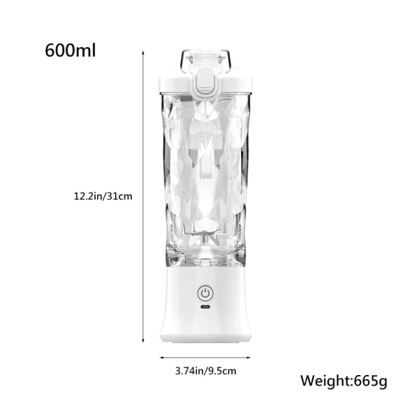 600ML elektrisk bärbar blender Smoothies 4000mAh USB Uppladdningsbar Kraftfull Ice Crush Juicer för färsk frukt Mini Personal Blender black fruit juicer