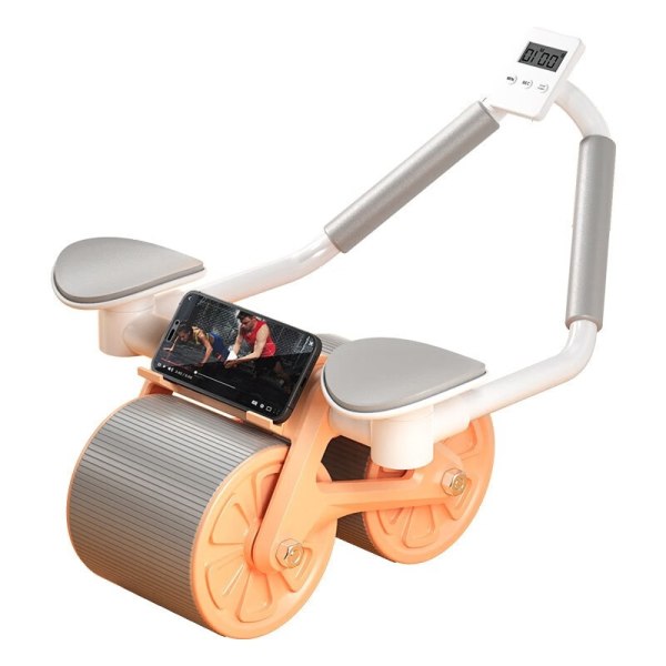 Automatisk Rebound Belly Wheel Abdominal Wheels Wit With timer beige