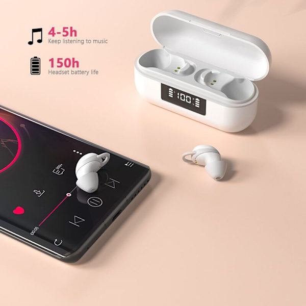 2022 Bluetooth hörlurar TWS trådlös hörlurar Touc White