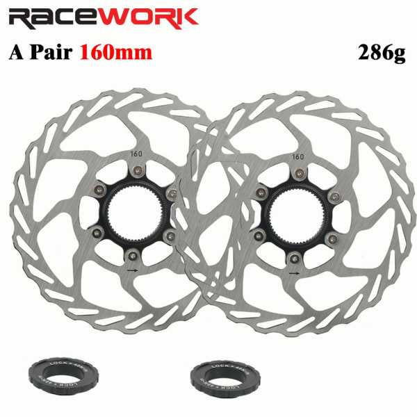 Racework MTB skivbroms rotor mittlås 140/160/180mm cykel bergsväg kylning kylning ihålig pad skiva mittlås A Pair 160mm