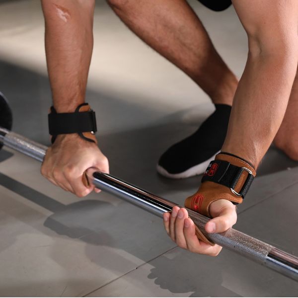 Hantel Horizontal Bar Gym Handskar Handflatskydd Advanced//Brown