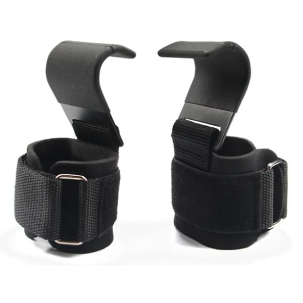 Weight Lifting Hook Grips Padded with Wrist Wraps Hand-Bar Powerlifting Gloves Heavy Duty Pull-ups Hooks Gym Training Straps 1pcs black