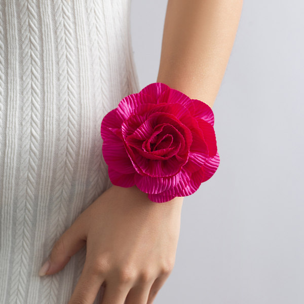 Smycken nisch Vintage krage Rose Camellia Chocker tofs satin blomma halsband 08 Bracelet Rose Red 2124