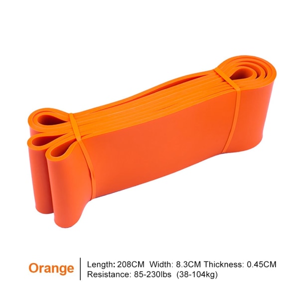 Unisex Fitness 208 cm gummimotstånd Yogaband Pilates Elastisk Crossfit Expander Styrka Gym Träningssportutrustning Orange 1PCS