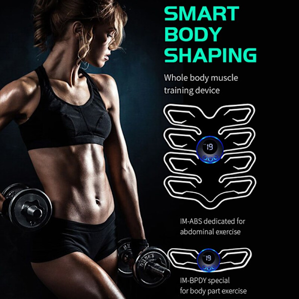 Nyaste EMS Muscel Stimulator Mage Arm Ben Nack Trainer Uppladdningsbar Smart Muscle Fitness Träning Bärbar träningsutrustning Green Arm Gel Pad