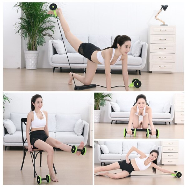 Ab Roller för Abs Workout Multifunktionell Tjockare Inget ljud Ab Roller Wheel Träningsutrustning Lätt att använda Ab Roller Kroppsformning Green