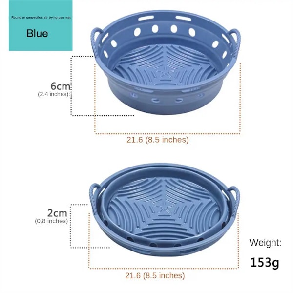 Air Fried Pot Pad Silikon Multifunktionell Modern Enkelhet Ny Livsmedelsklass Konvektion Bakform Silikon Bakplåt Repeterbar Round Blue