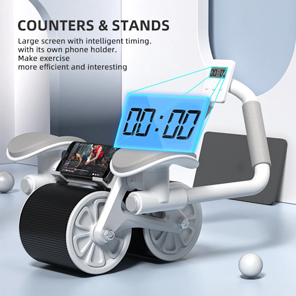 Digital Count Display Core Workout Automatisk Rebound Abdominal Exercise Wheels AB träning Roller Wheel