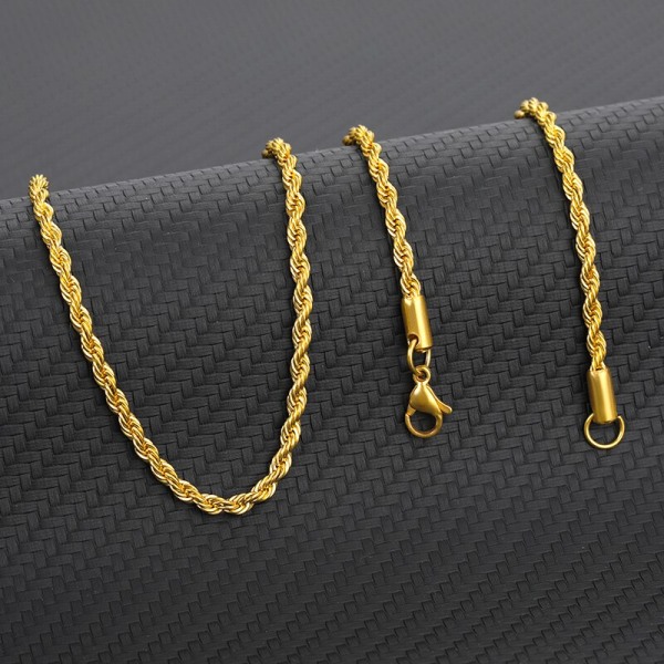 Tjock Twist Chain Halsband Män Mode Smycken Rostfritt Stål Hane 60CM Fet rep Chain Halsband Bästa presenterna till pojkvän 45cm Platinum Plated