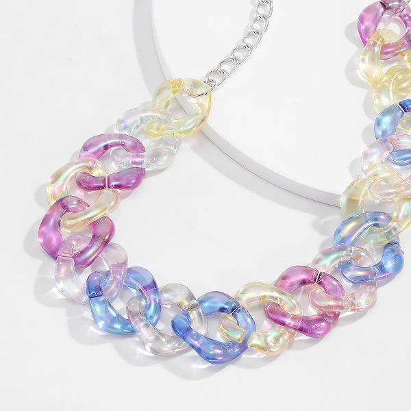 Modeprydnad höstnyhet färgglada nyckelbenshalsband Retro enkelt akrylhalsband Color 3295