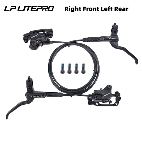 Litepro Cykelbromsar Set BMX Hydrauliska bromsar Skivbromsar för hopfällbara cykeltryck Bromsok Kolv 800MM/1600MM Med Rotor 160MM LP A Set Black
