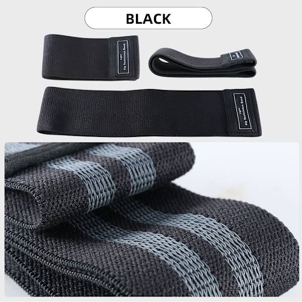 1st Unisex Fitness Elastiskt Band för Sport Ben Lår Glutes Butt Squat 3 Nivåer Resistance Gym Band för bred träning black 120lb
