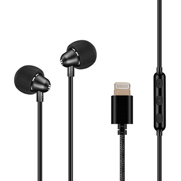 Öronsnäckor In-ear-hörlurar kompatibla med Iphone 11 Pro Max Iphone X/xs/xr Iphone 8/8 Plus/7/7 Plus, trådbundna hörlurar Inbyggd mikrofon med kontroll black