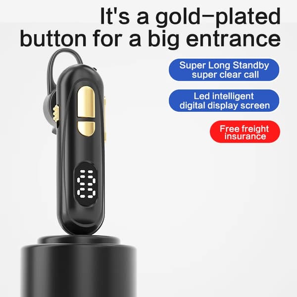 L19 trådlös Bluetooth 5.1 hörlurar Digital Capaci Gold