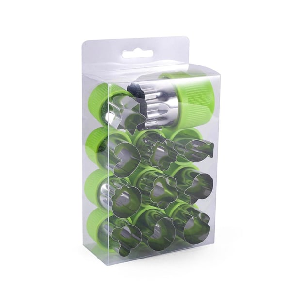12 st/ set Form Form Tecknad Blommor Form Form Cookie Cutter Stål Kexverktyg green