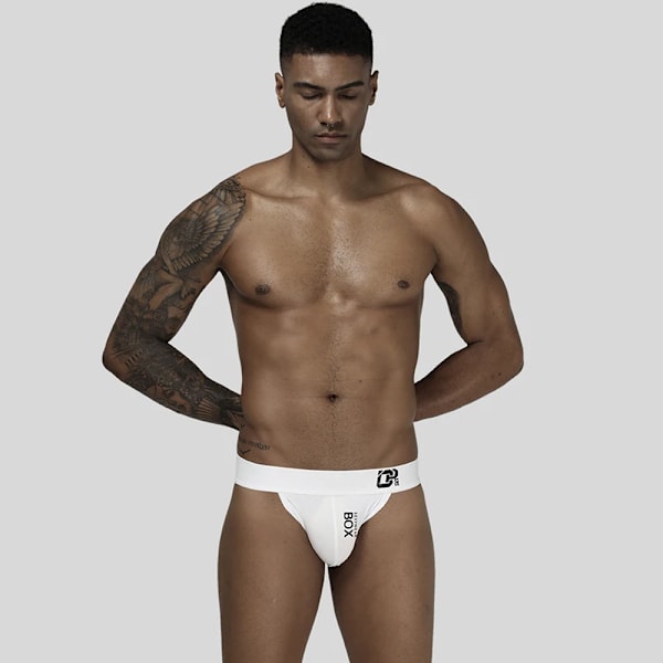 Nyankomst Sexiga Reuable Män Underkläder Strukturell Skönhet Upphöjd Pounch Man Trosor Andas Herr String G-String Cueca OR213-White XL