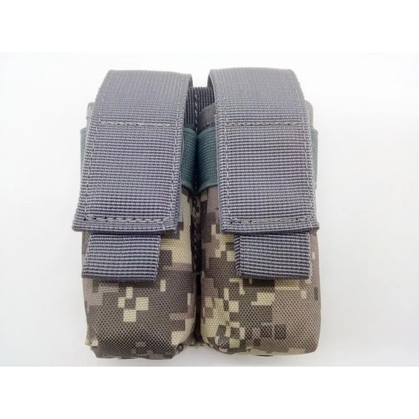 Molle Tactical Dubbel 9mm Magasinficka Ficklampshållare EDC Midjeväska Jakttillbehör Militär Airsoft Ammo Mag Hölster ACU