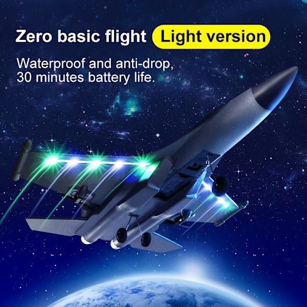 G1 RC Flygplan 2,4 GHz Foam Fast Wing med Belysning Radio Fjärrkontroll Plan Utomhus Fighter Glider Model Kit Leksaker för barn Blue With 3 Battery