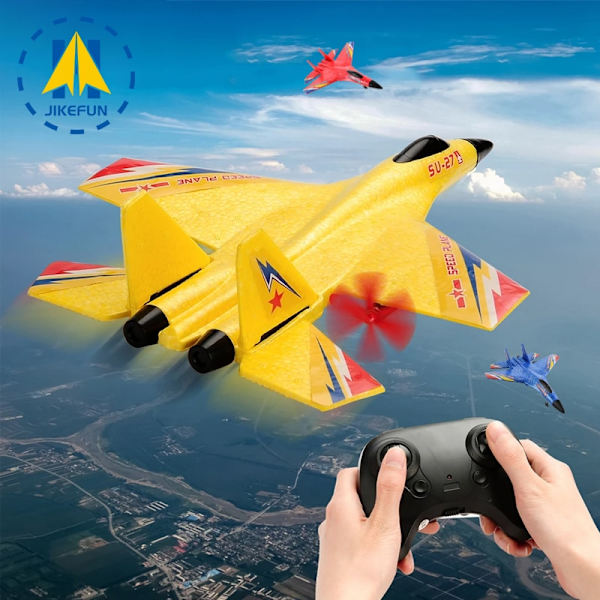 RC Aircraft SU27 Plane 2.4G Radio Control Glider Fjärrstyrd Fighter Plane Foam Flygplansmodell Leksaker för barn Pojkar SU27 Yellow 1B