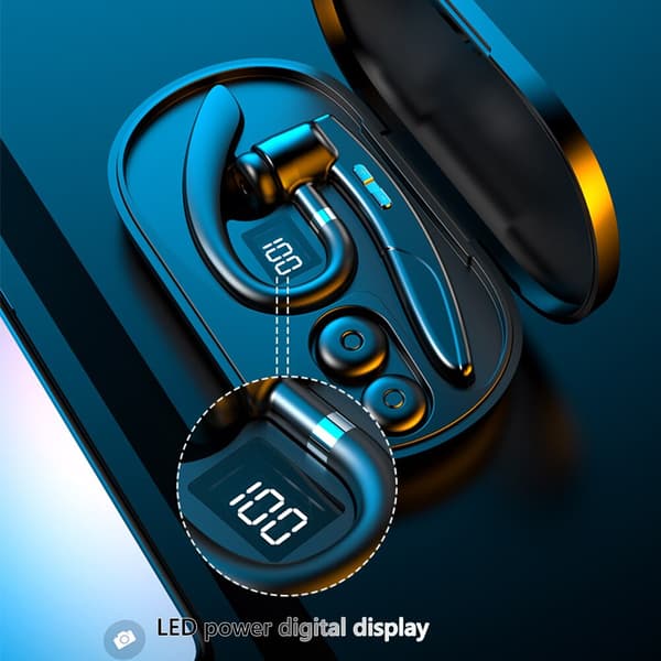 K29 Bluetooth Ear-Hook Hörlurar Mikrofon LED Di Blue