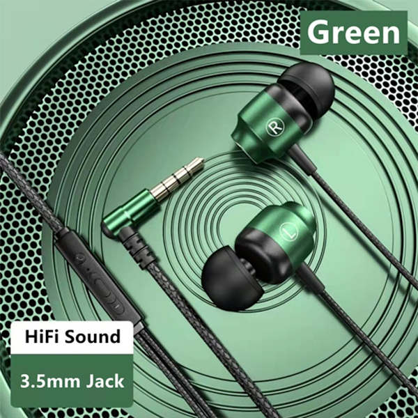 Gaming Green Metal HiFi Bass Stereo 3,5 mm Typ C E Green/3.5mm