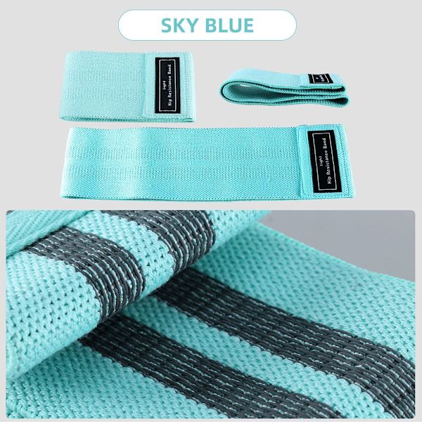 1st Unisex Fitness Elastiskt Band för Sport Ben Lår Glutes Butt Squat 3 Nivåer Resistance Gym Band för bred träning sky blue 60lb