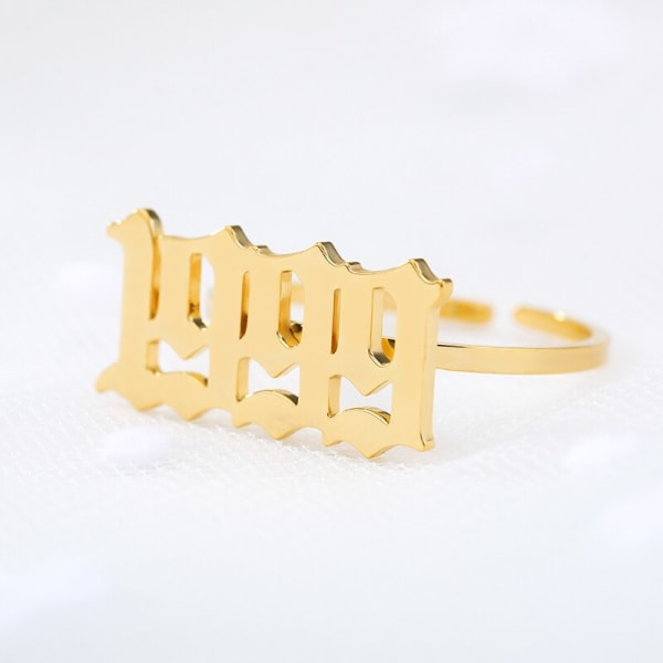 Nytt baby Födelseår Ringar Rostfritt stål Gamla engelska siffror Ringar Gamla siffror Smycken Bröllopspresenter Bague Femme Rose Gold Resizable