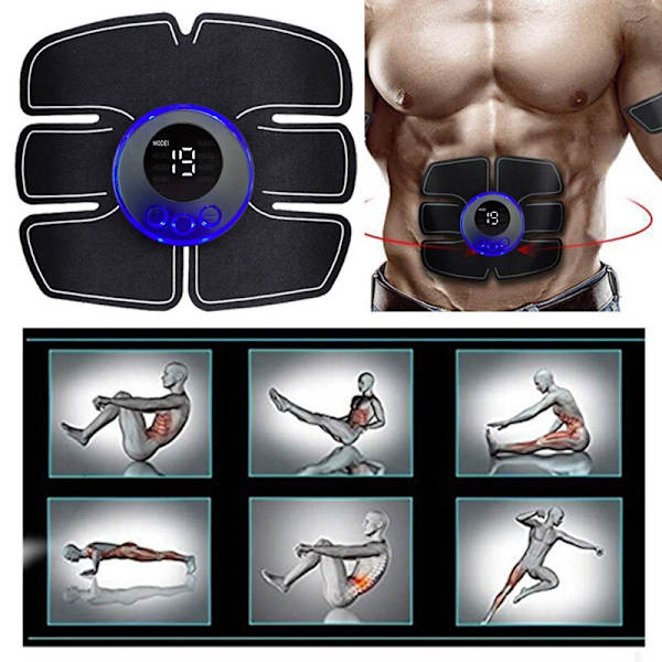 USB Uppladdningsbar Smart EMS Trådlös Muskelstimulator Fitness Trainer Magträning Elektrisk kroppsbantning Massager Abdominal