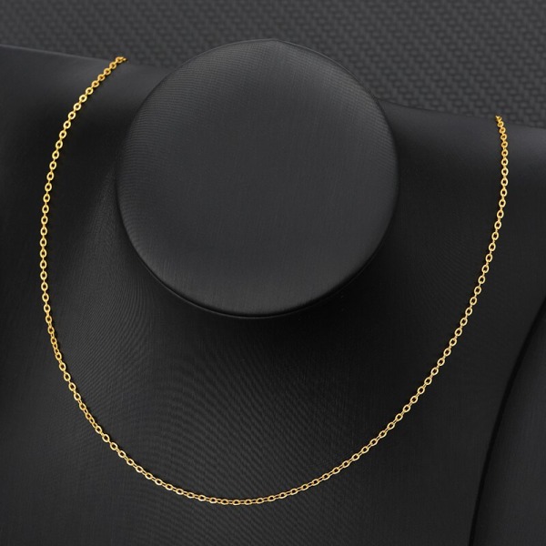 Mest använda Cable Chain Choker Halsband Rostfritt stål Slim O Chain Kvinnor Män Barn Halsband 55CM Gold-color