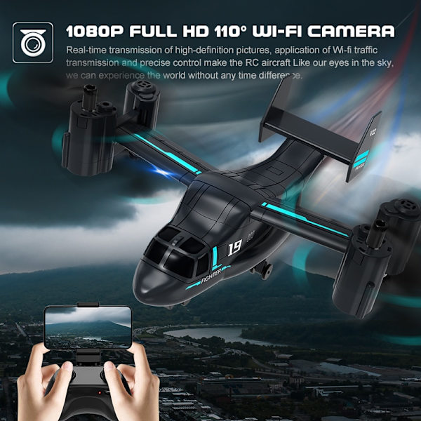 Ny 2-i-1 drone med 1080P kamera hög- och låghastighetsväxling Osprey Drone RC Quadcopter barnfjärrkontrollplan SL No Camera 1 Bat