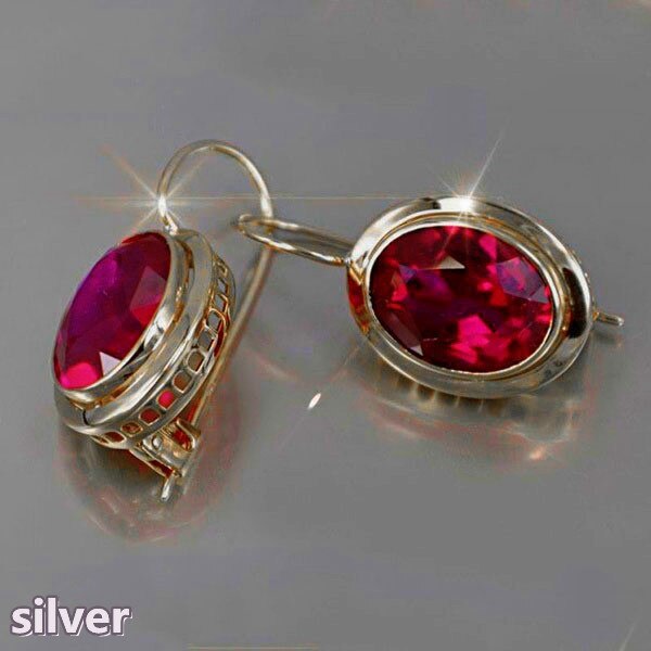 Tillbehör för kvinnor Vintage Oval Ruby Crystal Zircon Drop örhängen för  kvinnor Alla hjärtans dag Present Designer Smycken Pendientes Silver 6f77 |  Silver | Fyndiq