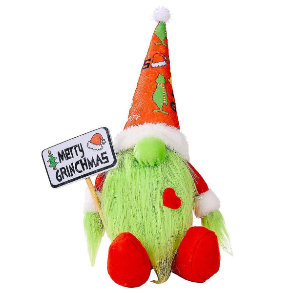 1 st Ansiktslös Gnome Grön Grinch Juldekorationer Plyschdocka