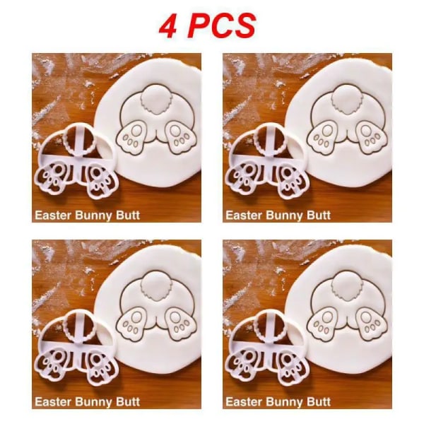 1~5 STK 1-påsk Cookie Cutter Bakverk Påskhare Kanin Molds Kökstillbehör Bakverktyg Barnpresent påsk Style C 4pcs