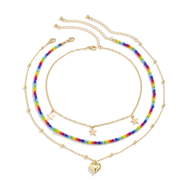 Retro kontrastfärg Risformade pärlor Strängade pärlor Halsband Dam enkel bohemisk tofs handvävt halsband Style 2 Gold 2160