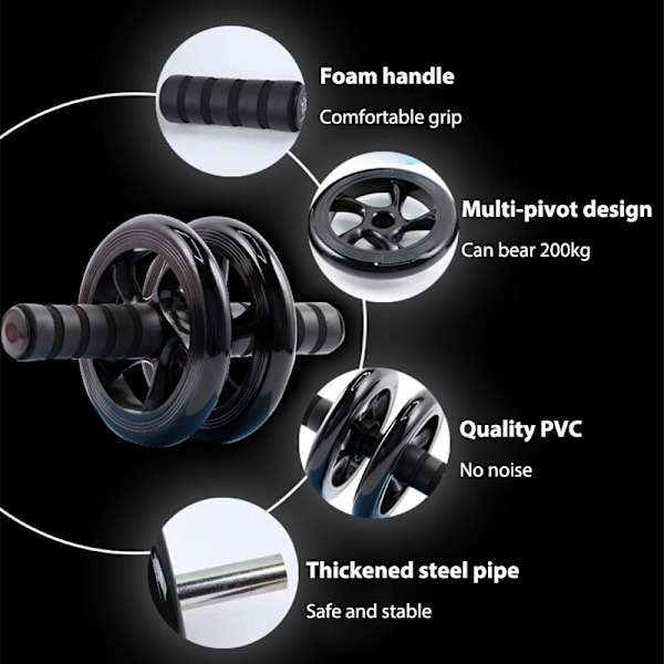 AB Roller Double Wheel Abdominal Wheel Roller No N Black