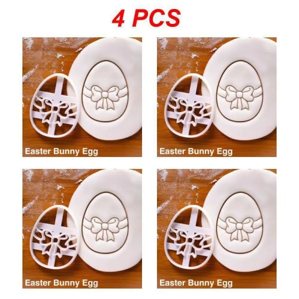 1~5 STK 1-påsk Cookie Cutter Bakverk Påskhare Kanin Molds Kökstillbehör Bakverktyg Barnpresent påsk Style A 4pcs