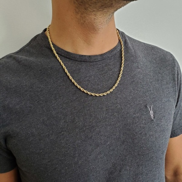 Tjock Twist Chain Halsband Män Mode Smycken Rostfritt Stål Hane 60CM Fet rep Chain Halsband Bästa presenterna till pojkvän 45cm Gold-color